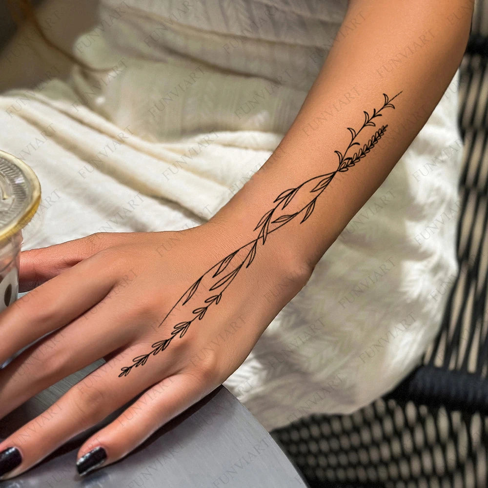 Floral Lotus & Mystical Temporary Tattoo | 8 Sheets Fake Tattoos