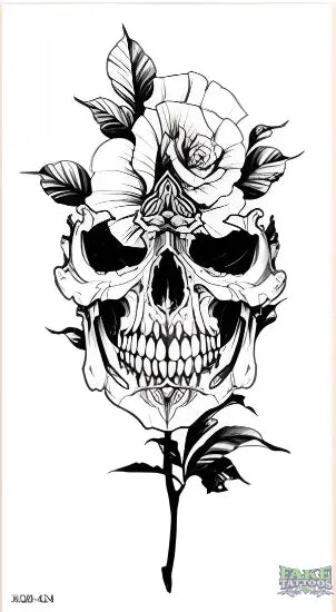 Skull Flower Tattoo FAKE TATTOOS