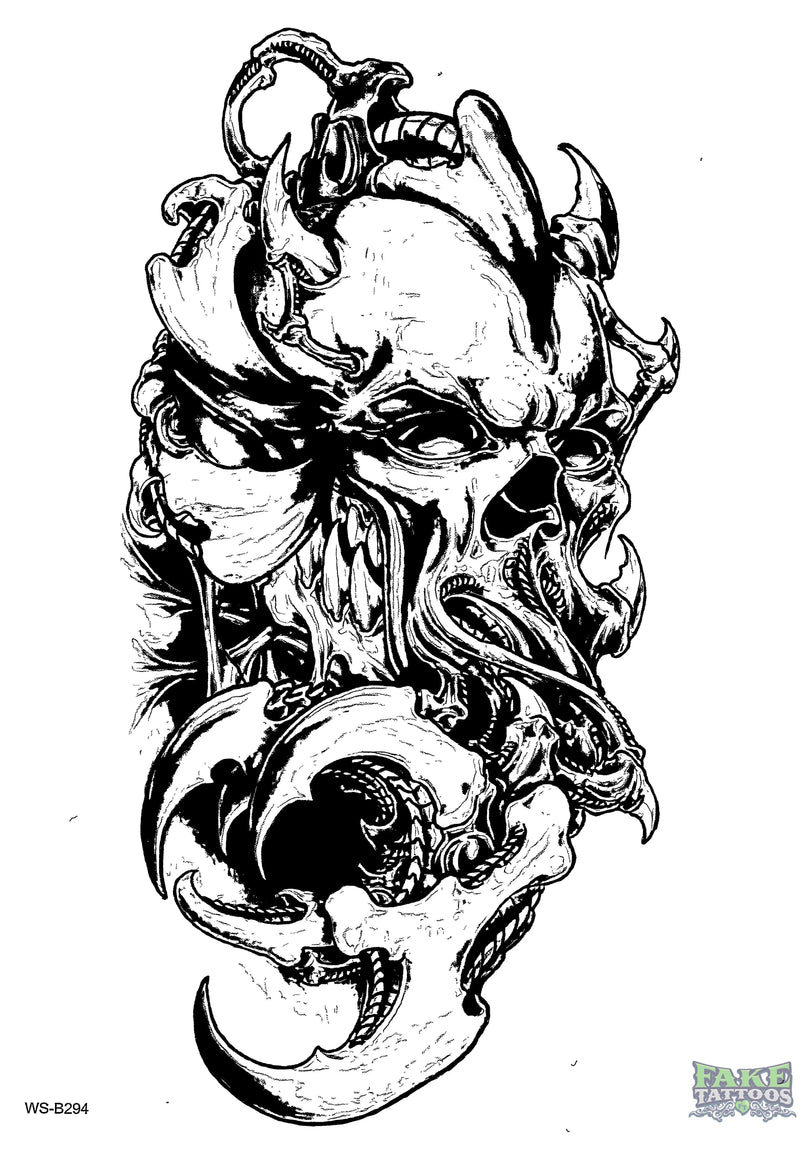 Realistic Skull Temporary Tattoo for Spooky Looks