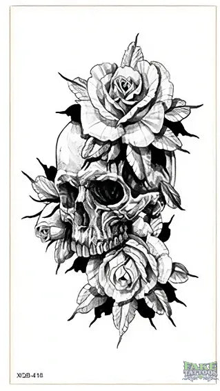 Skull & Flower Tattoos FAKE TATTOOS