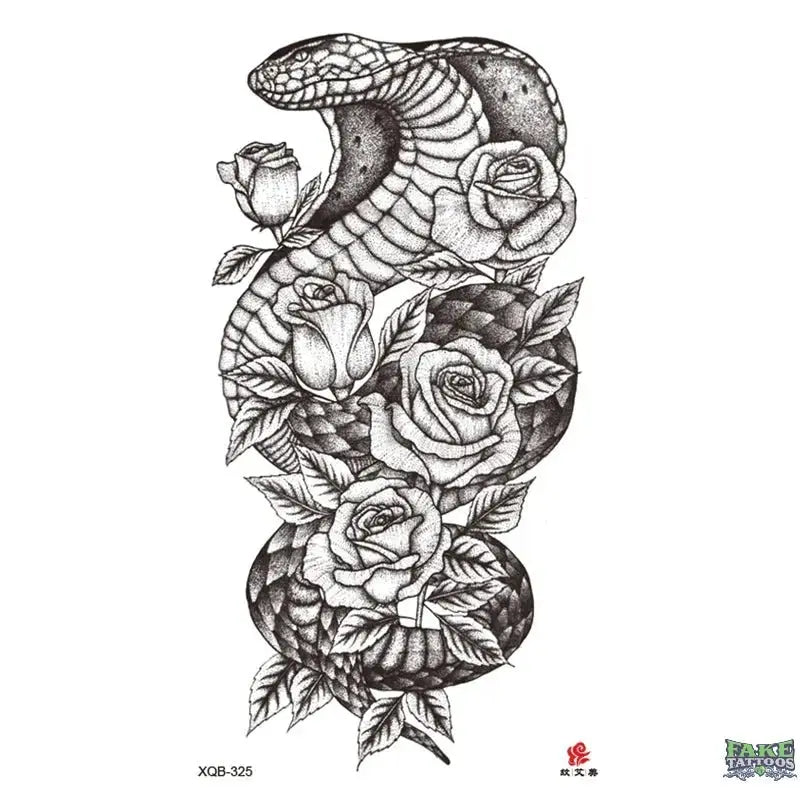 Golden Halo Snake & Rose & Flower