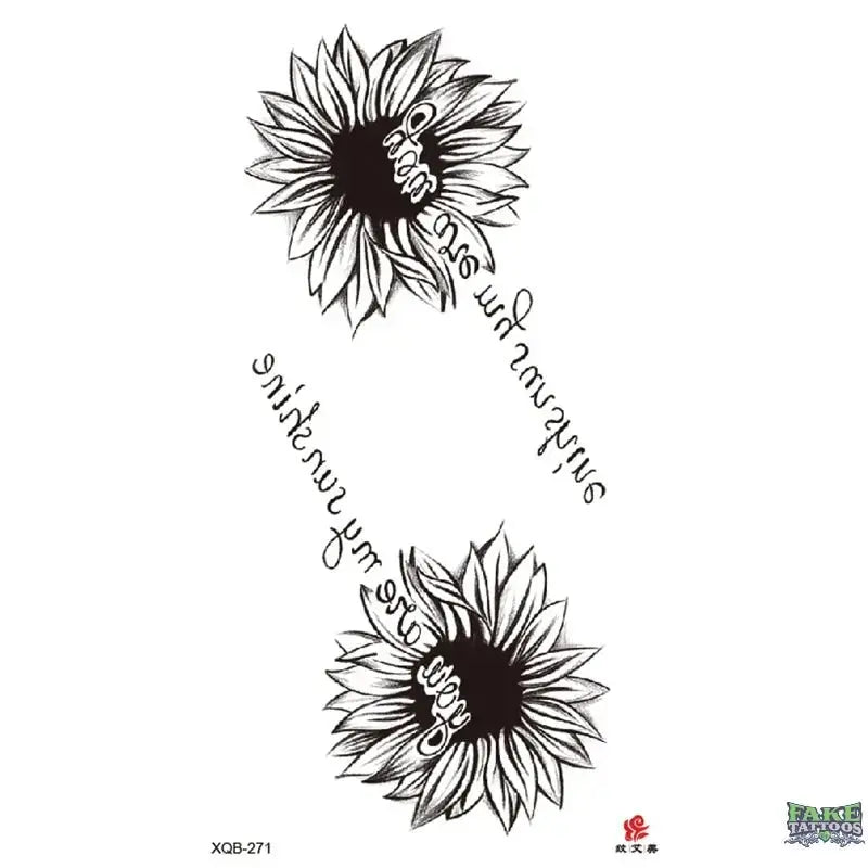 Elegant Sunflowers & Script Temporary Tattoo