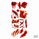 4 feuilles de tatouages temporaires visage effrayant bouche cousue défenses dents de lapin pour hommes femmes adultes costume d'Halloween chauves-souris toile d'araignée