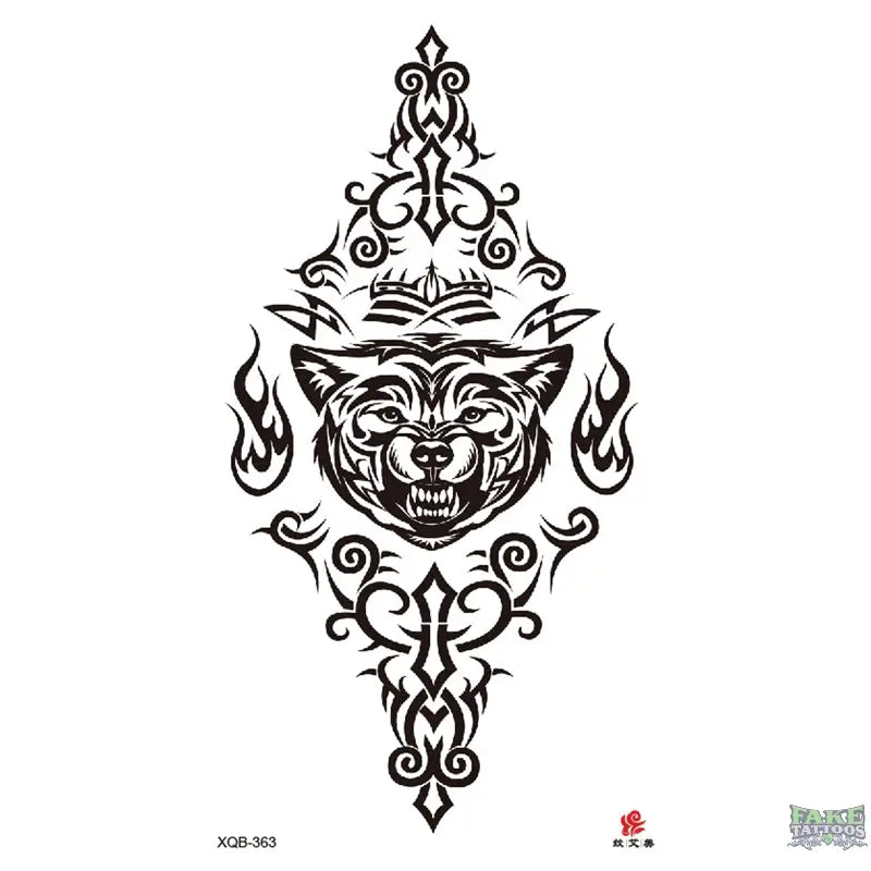 Fierce Tiger Tribal Temporary Tattoo