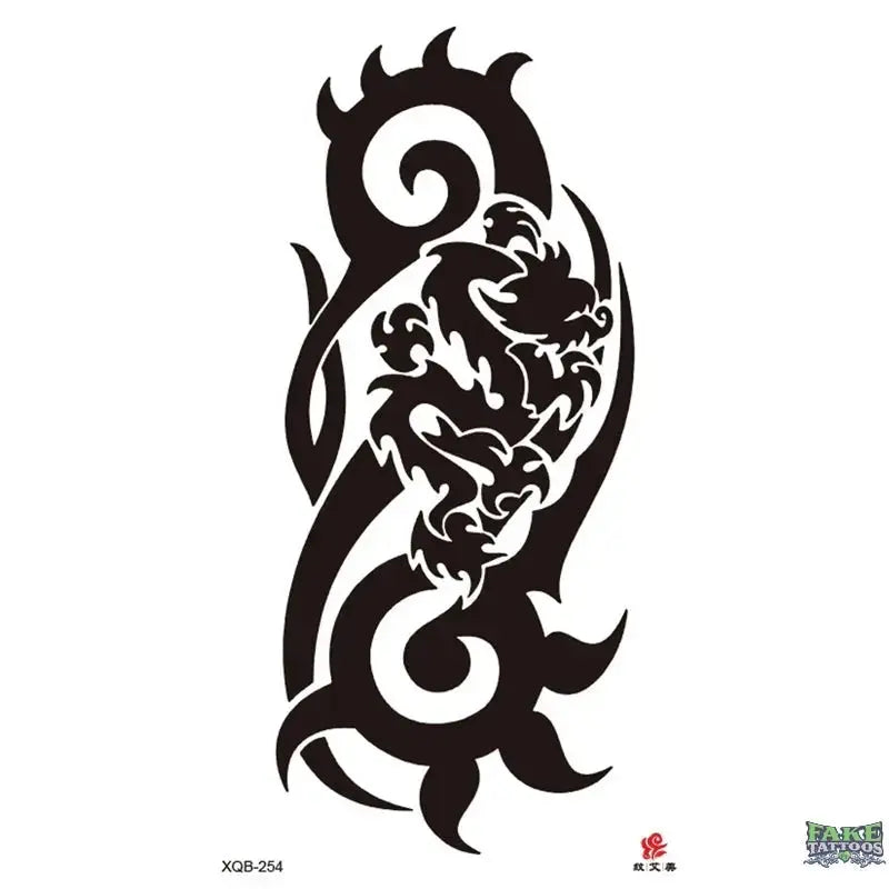 Tribal Dragon Asian Chinese Temporary Tattoo