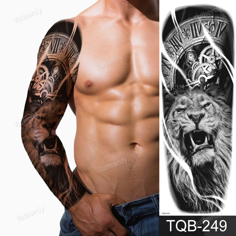Temporary Tattoos Full Arm Leg Large Body Art Stickers Festival Lion Wolf  Tiger# | eBay