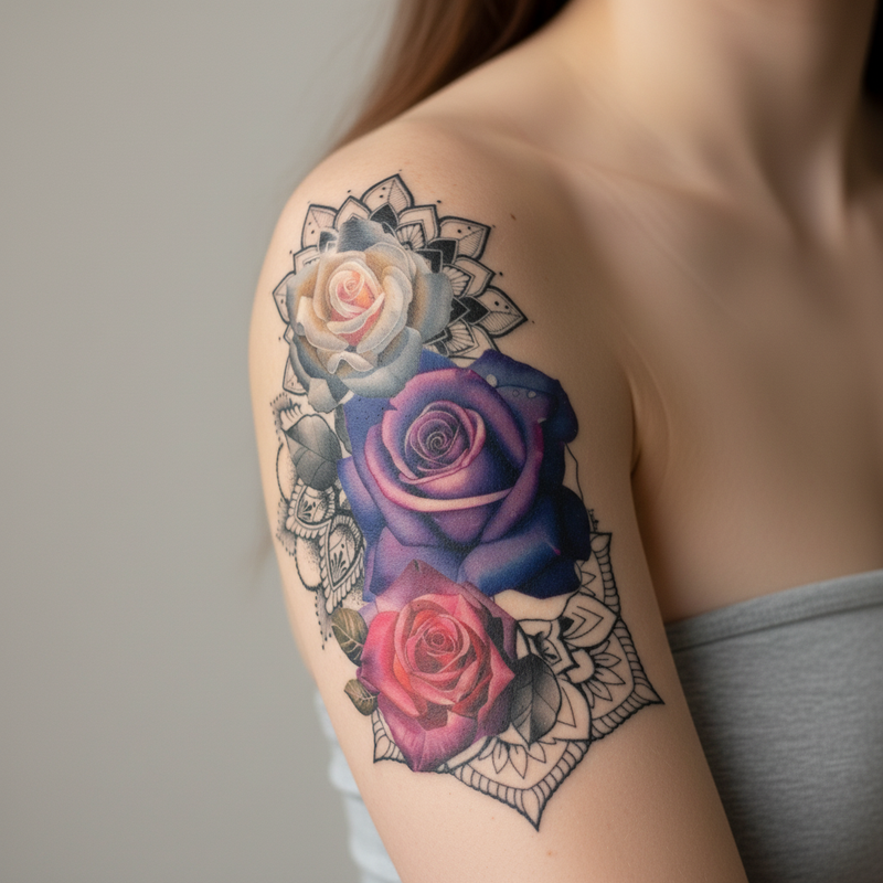 Realistic 3D Rose Waterproof Temporary Tattoo Fake Tattoos