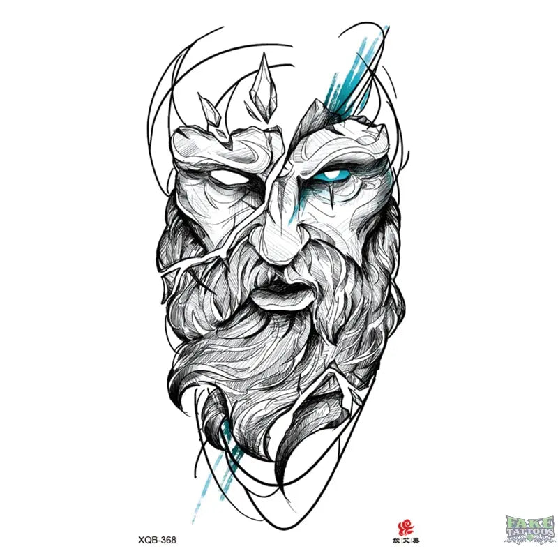 Bold Warrior Man Realistic Temporary Tattoo