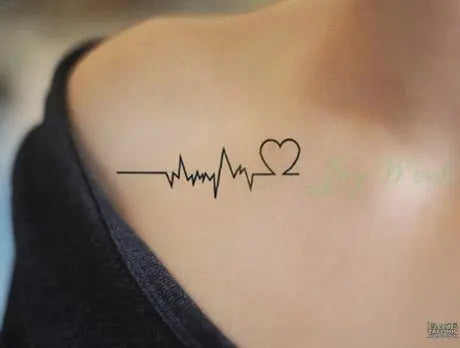 Heartbeat Temporary Tattoo (Set of 3) – Small Tattoos