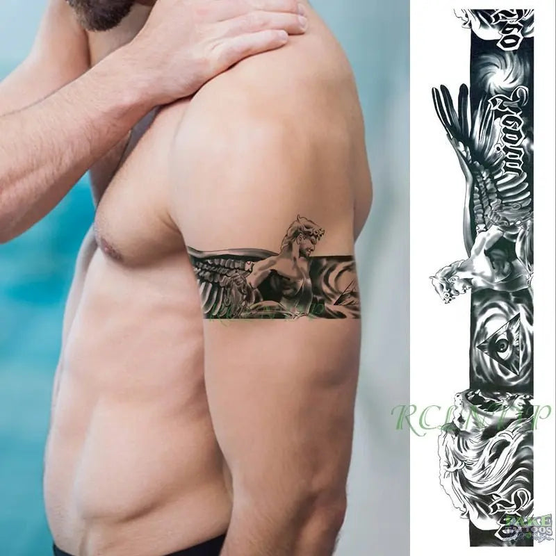 Men Black Totem Arm Tattoo Sticker Waterproof Temporary Tattoo Forearm  Tattoo