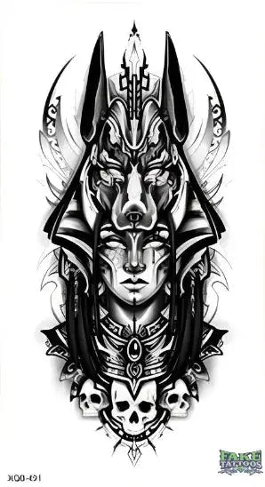 Gothic Wolf Skull Tattoo