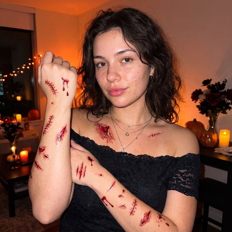 30 piezas de tatuajes temporales impermeables de arañas y murciélagos para fiesta de Halloween, calaveras y calabazas, decoración corporal de tatuajes falsos
