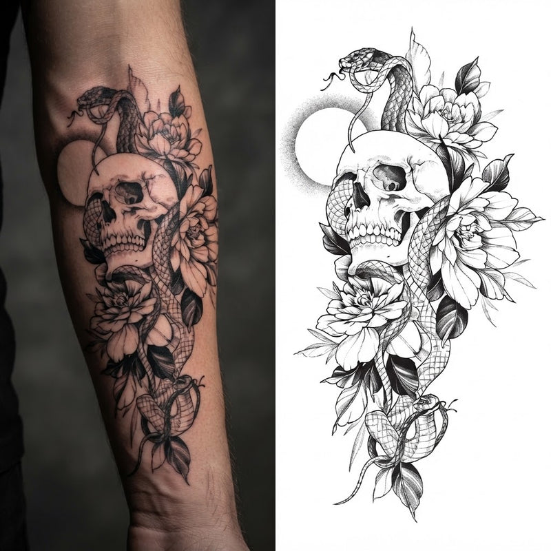 Sable Pulse Snake & Skull & Flower