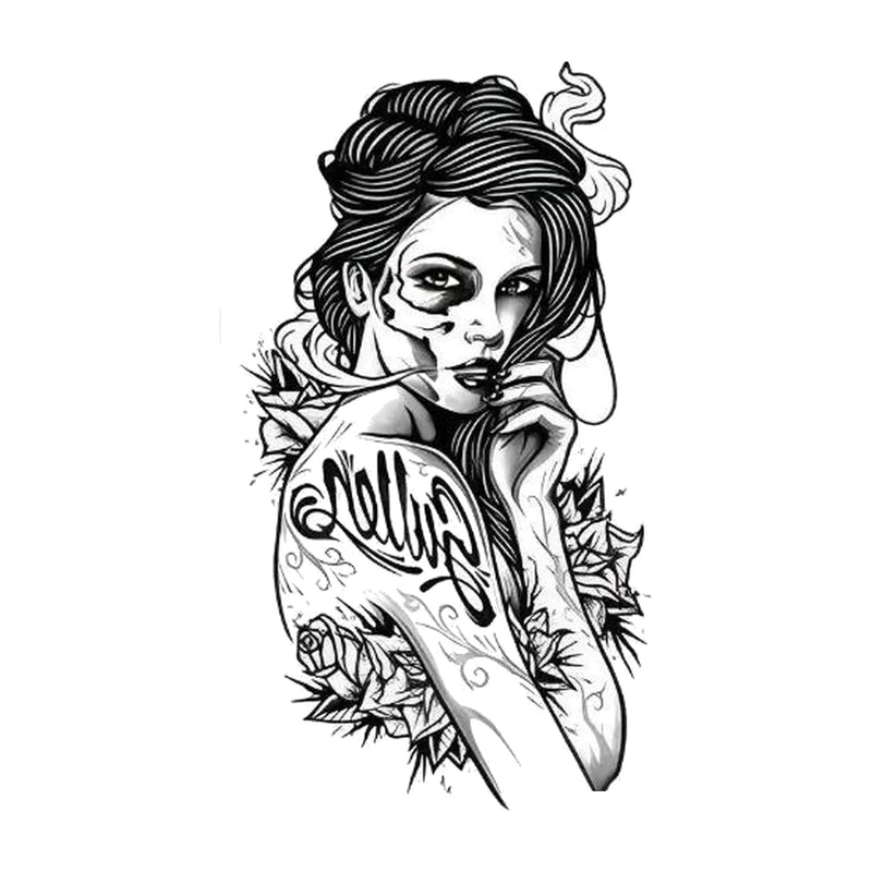 Golden Muse Skull & Rose Temporary Tattoo