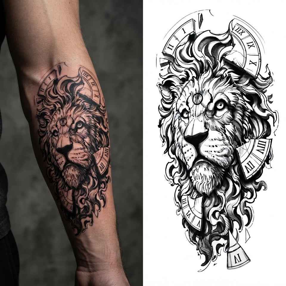 Electric Flame Lion & Clock