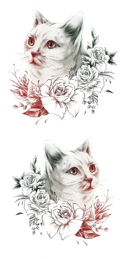 Cobalt Bloom Cat & Rose & Flower