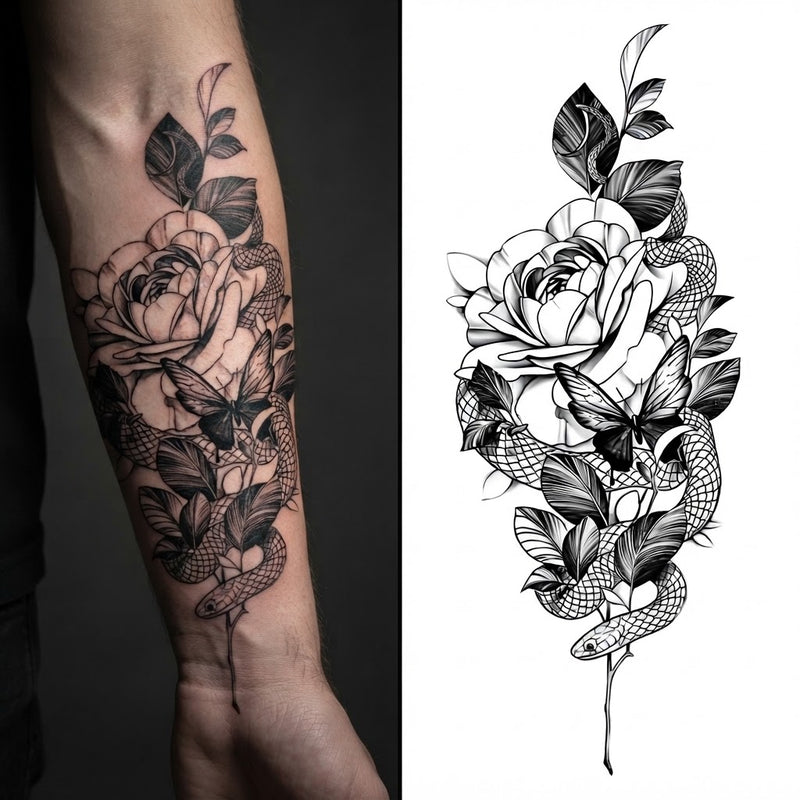 Petal Noir Snake & Flower