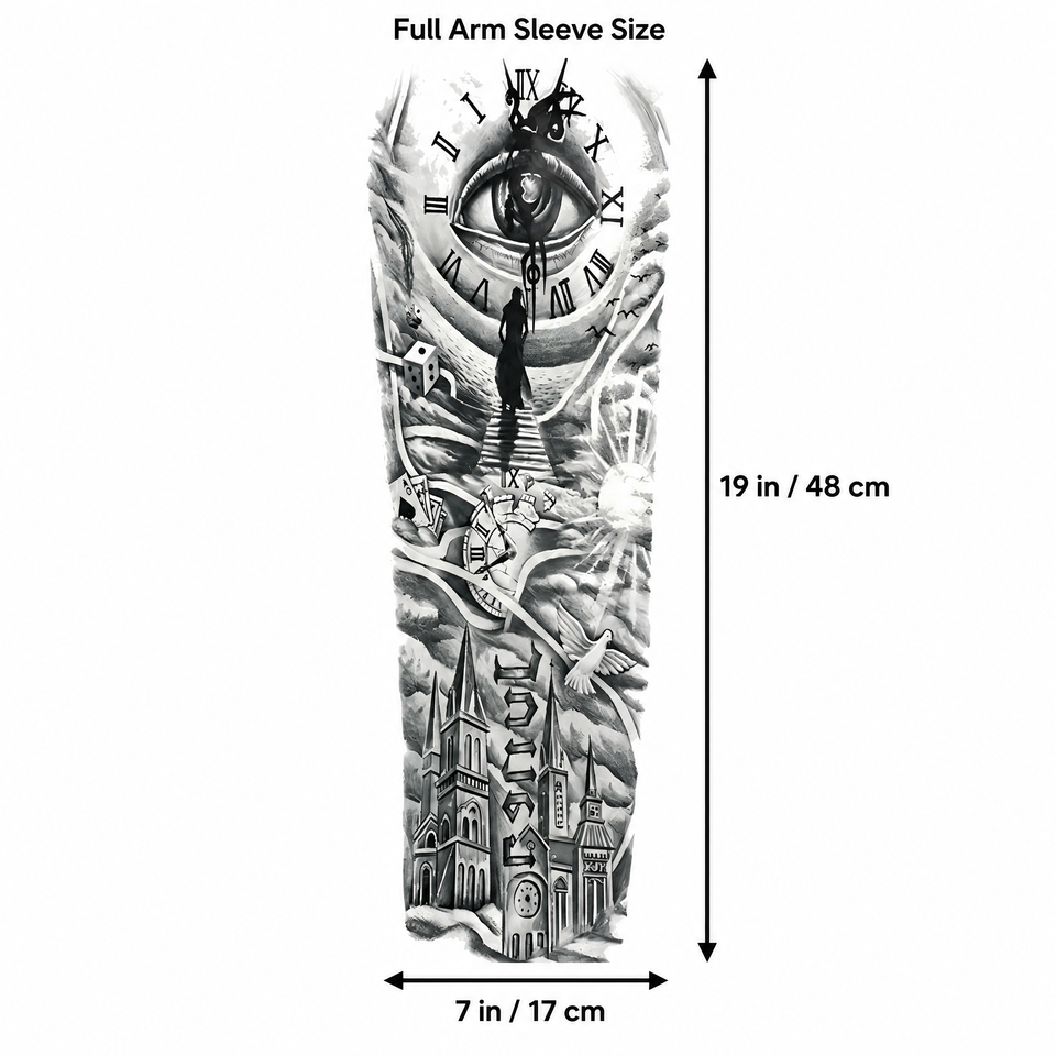 Daily Ink Maori & Totem Full Arm Sleeve - 7 x 19 in / 17 x 48 cm dimensions