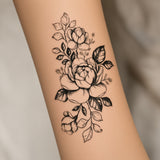 Botanic Muse — Flower 1 temporary tattoo worn on the inner forearm
