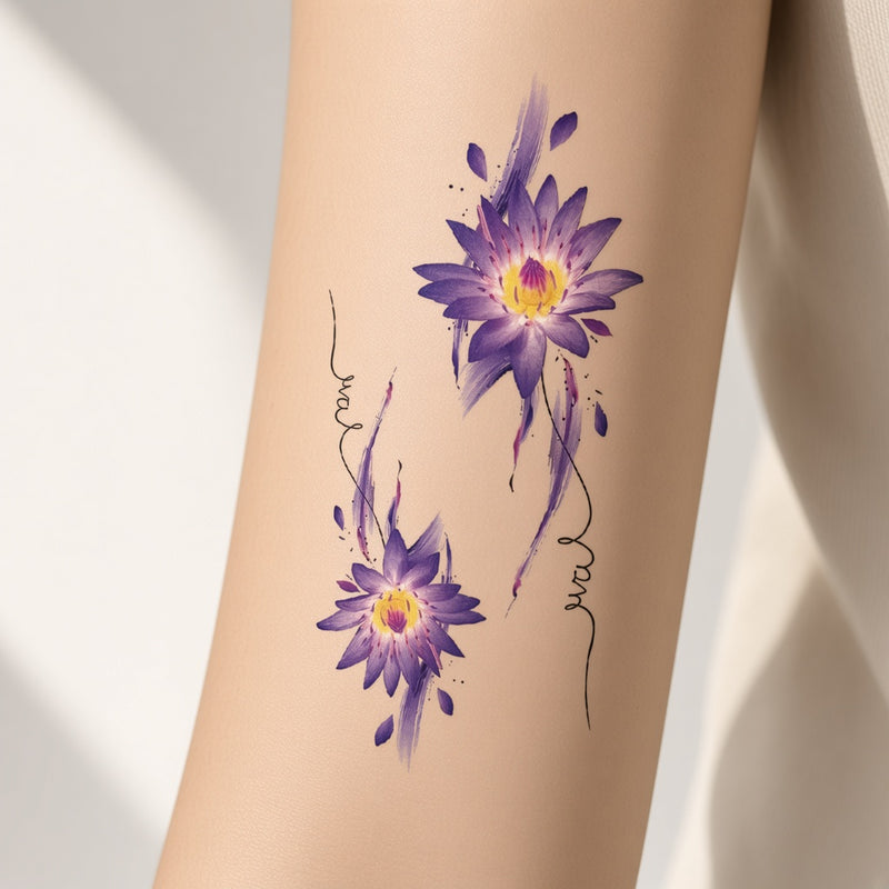 Moonlit Atlas Flower & Floral temporary tattoo worn on the inner forearm