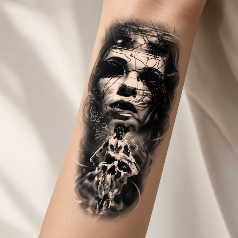 Urban Pulse Black temporary tattoo worn on the inner forearm