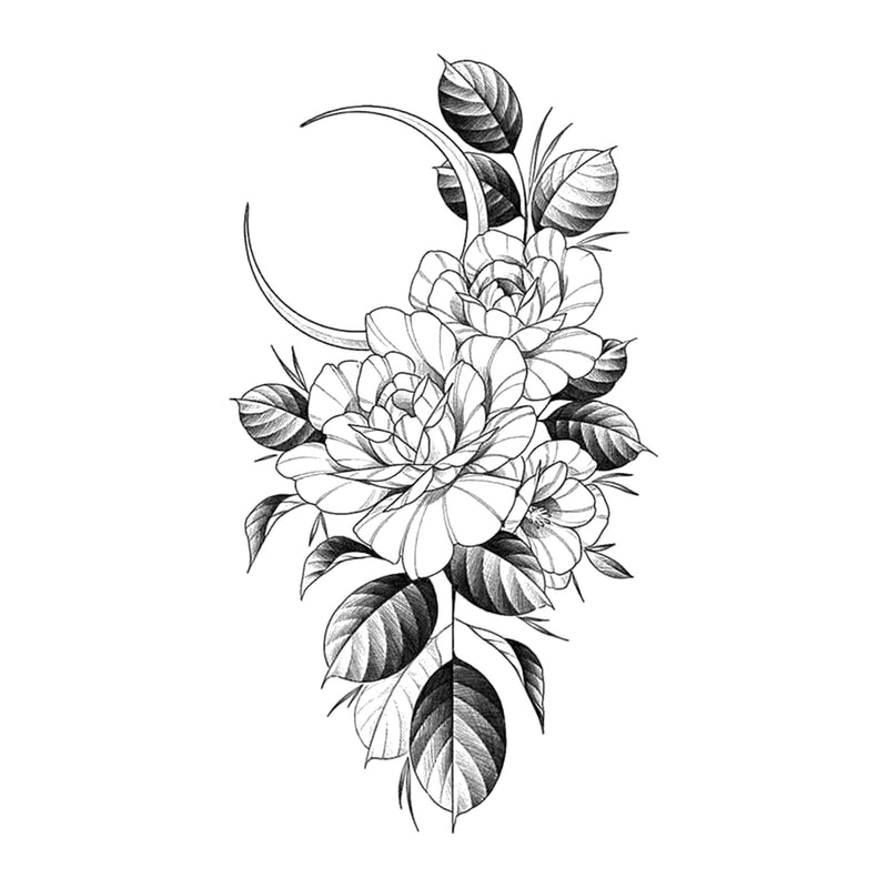 Jardin d'hiver, fleurs, papillon et lune