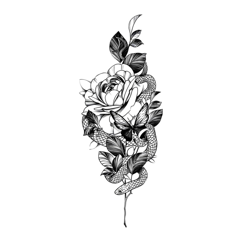 Serpent et fleur Petal Noir