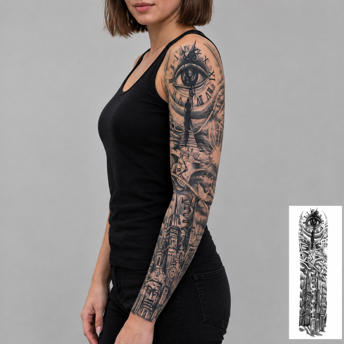 Daily Ink Maori & Totem Full Arm Sleeve - natural square full-arm placement