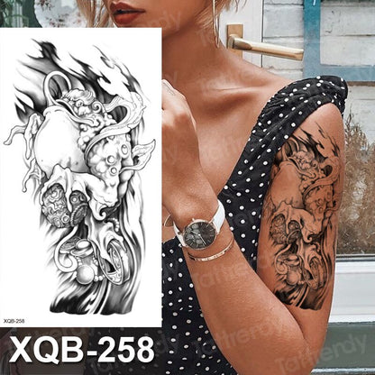 Arm Sleeve Tattoo Black Dragon Dreamcatcher Waterproof Temporary Tatto Sticker Sailing Compass Body Art Full Fake Tatoo Women FAKE TATTOOS